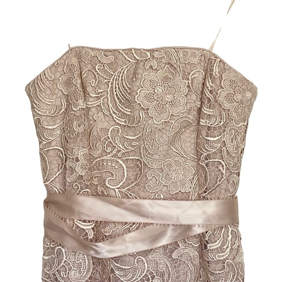 Adrianna Papell Gold Lace Overlay Knee Length Dress Women's Size 8 - Picture 4 of 5